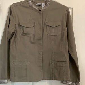 Chicos Tan Jacket with embellished collar Size 2XL